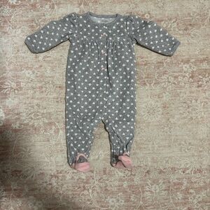Gray and Pink Heart Patterned Kids Sleeper